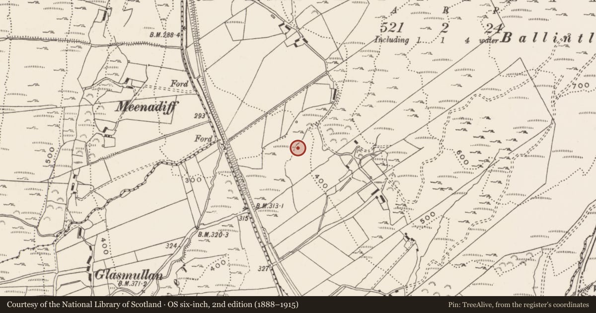 Ordnance Survey six-inch map, 2nd edition (1888–1915) covering the location of Mound, Ballintlieve, County Donegal, with a pin at the register's coordinates