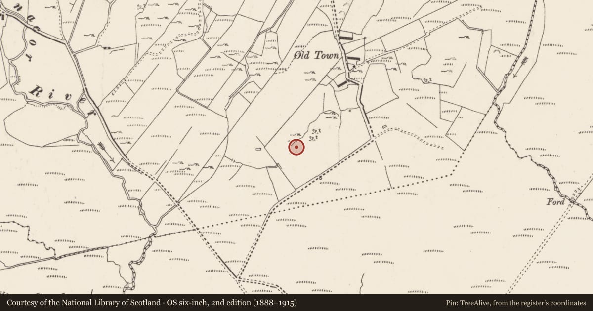 Ordnance Survey six-inch map, 2nd edition (1888–1915) covering the location of Standing stone, Sladran, County Donegal, with a pin at the register's coordinates