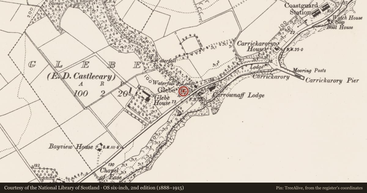 Ordnance Survey six-inch map, 2nd edition (1888–1915) covering the location of Ringfort - rath, Glebe, County Donegal, with a pin at the register's coordinates