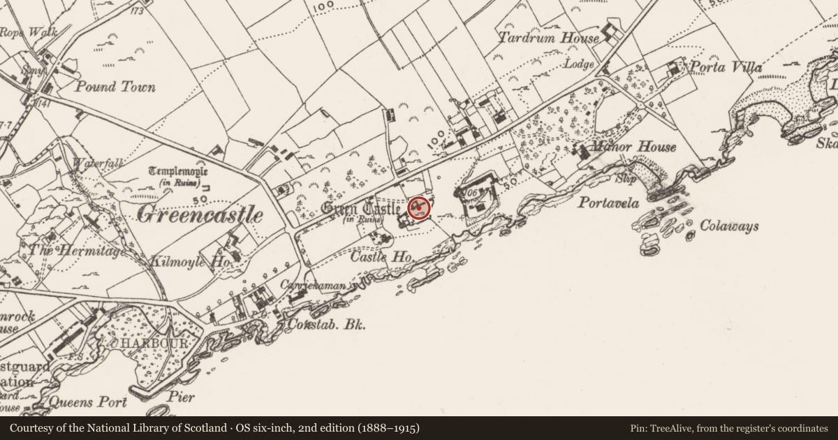 Ordnance Survey six-inch map, 2nd edition (1888–1915) covering the location of Bawn, Eleven Ballyboes, County Donegal, with a pin at the register's coordinates