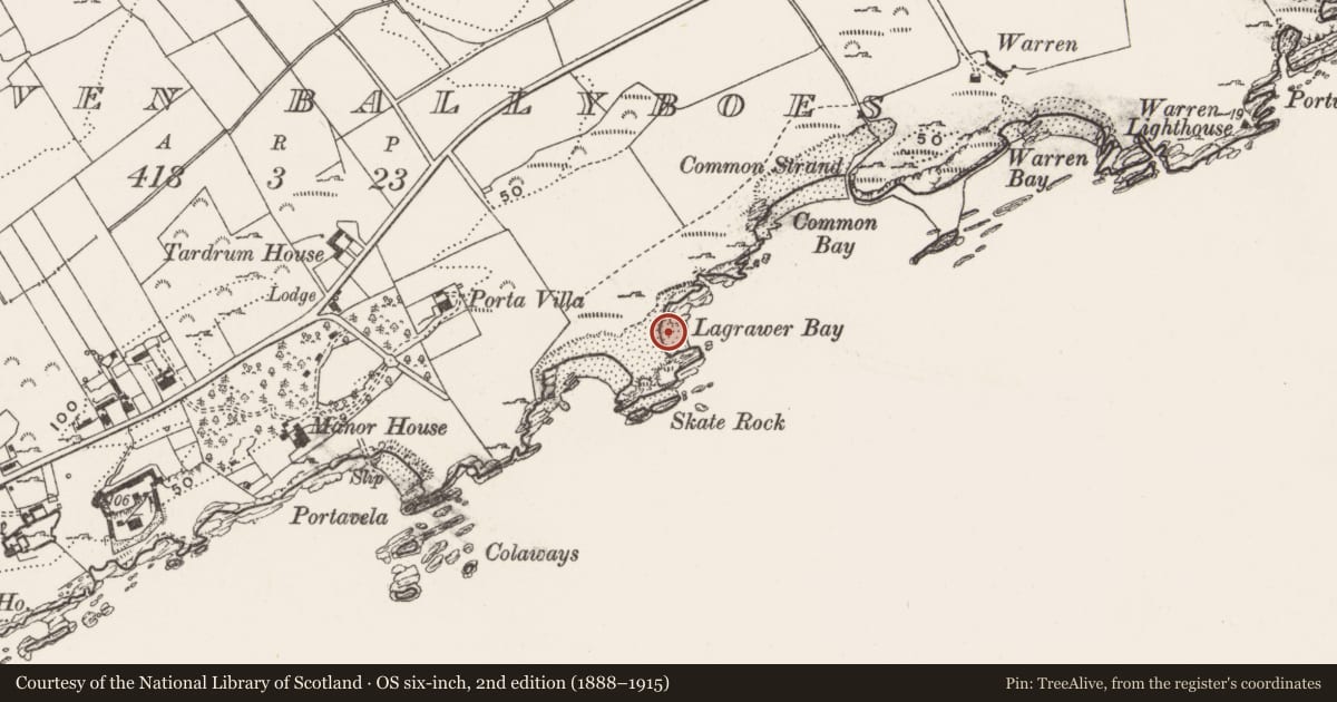 Ordnance Survey six-inch map, 2nd edition (1888–1915) covering the location of Midden, Eleven Ballyboes, County Donegal, with a pin at the register's coordinates