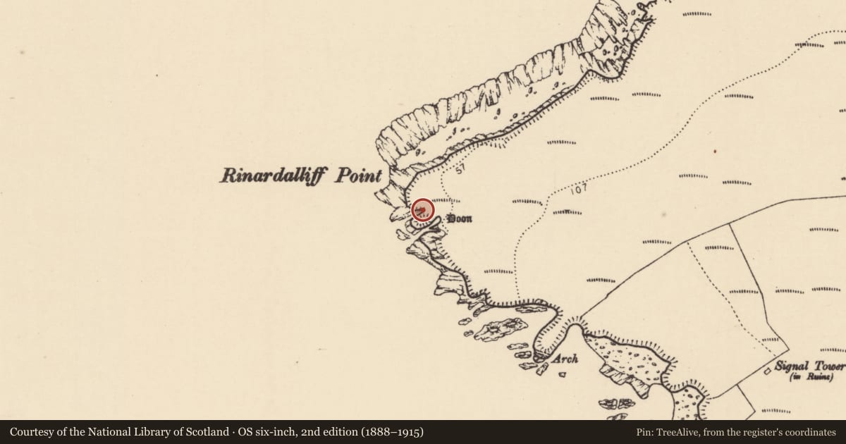 Ordnance Survey six-inch map, 2nd edition (1888–1915) covering the location of Enclosure, Cnoc Fola, County Donegal, with a pin at the register's coordinates