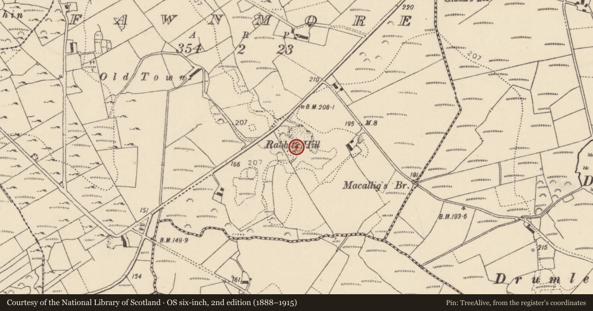 Ordnance Survey six-inch map, 2nd edition (1888–1915) covering the location of Ringfort - unclassified, Fawnmore, County Donegal, with a pin at the register's coordinates