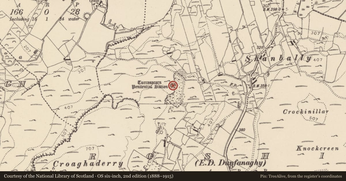 Ordnance Survey six-inch map, 2nd edition (1888–1915) covering the location of Cairn - unclassified, Roshin, County Donegal, with a pin at the register's coordinates