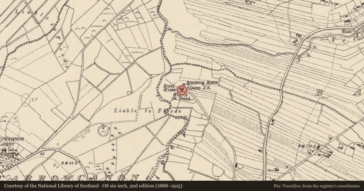 Ordnance Survey six-inch map, 2nd edition (1888–1915) covering the location of Church, Ráith, County Donegal, with a pin at the register's coordinates