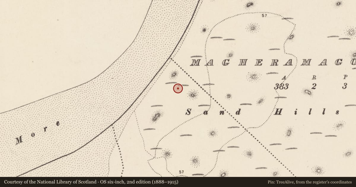 Ordnance Survey six-inch map, 2nd edition (1888–1915) covering the location of Midden, Glenree, County Donegal, with a pin at the register's coordinates