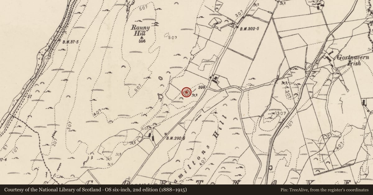 Ordnance Survey six-inch map, 2nd edition (1888–1915) covering the location of Mound, Gortnavern, County Donegal, with a pin at the register's coordinates