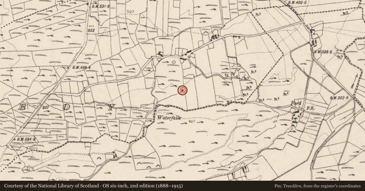 Ordnance Survey six-inch map, 2nd edition (1888–1915) covering the location of Enclosure, Lurganboy, County Donegal, with a pin at the register's coordinates