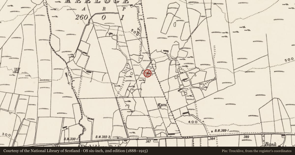 Ordnance Survey six-inch map, 2nd edition (1888–1915) covering the location of Clochan, Ballynakeeloge, County Donegal, with a pin at the register's coordinates