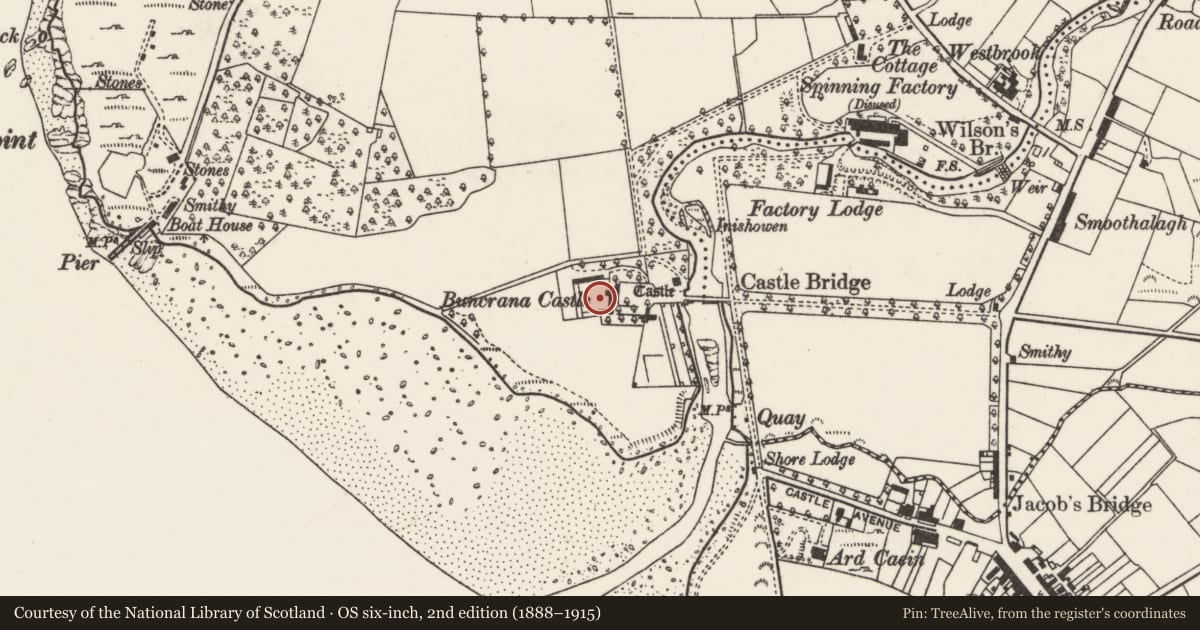 Ordnance Survey six-inch map, 2nd edition (1888–1915) covering the location of House - 18th/19th century, Tullyarvan, County Donegal, with a pin at the register's coordinates