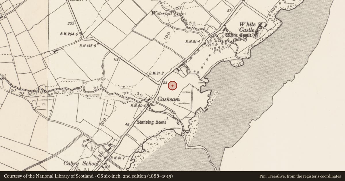 Ordnance Survey six-inch map, 2nd edition (1888–1915) covering the location of Mound, Creehennan, County Donegal, with a pin at the register's coordinates