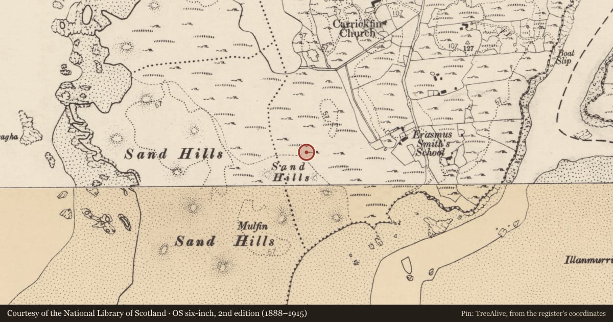 Ordnance Survey six-inch map, 2nd edition (1888–1915) covering the location of Midden, An Charraig Fhinn, County Donegal, with a pin at the register's coordinates