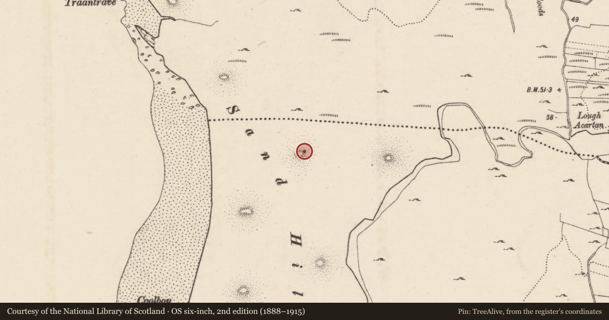 Ordnance Survey six-inch map, 2nd edition (1888–1915) covering the location of Midden, An Luinnigh, County Donegal, with a pin at the register's coordinates