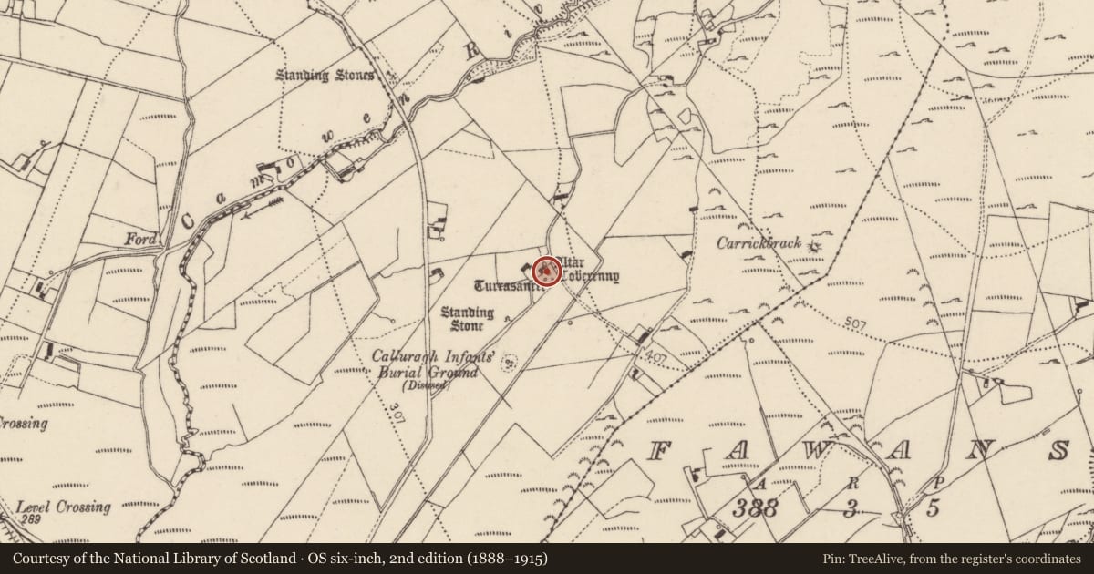 Ordnance Survey six-inch map, 2nd edition (1888–1915) covering the location of Altar, An Bearnas Íochtarach, County Donegal, with a pin at the register's coordinates