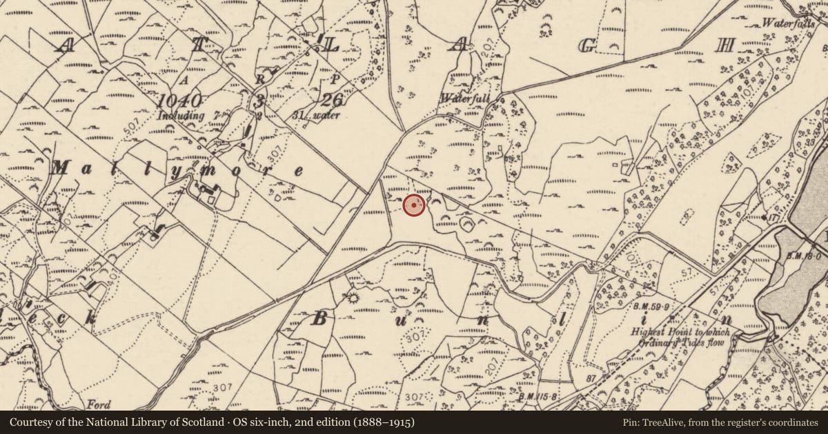 Ordnance Survey six-inch map, 2nd edition (1888–1915) covering the location of Souterrain, Cratlagh, County Donegal, with a pin at the register's coordinates