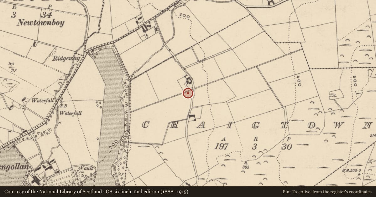 Ordnance Survey six-inch map, 2nd edition (1888–1915) covering the location of Ringfort - unclassified, Baile Na Creige Thoir, County Donegal, with a pin at the register's coordinates