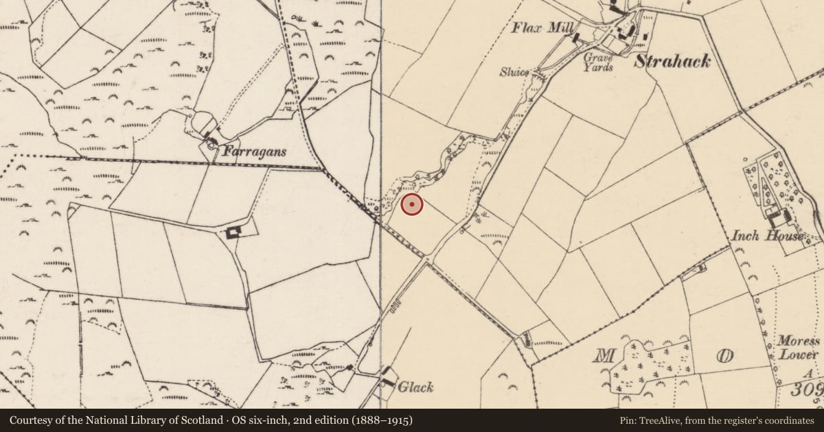 Ordnance Survey six-inch map, 2nd edition (1888–1915) covering the location of Souterrain, Grange, County Donegal, with a pin at the register's coordinates