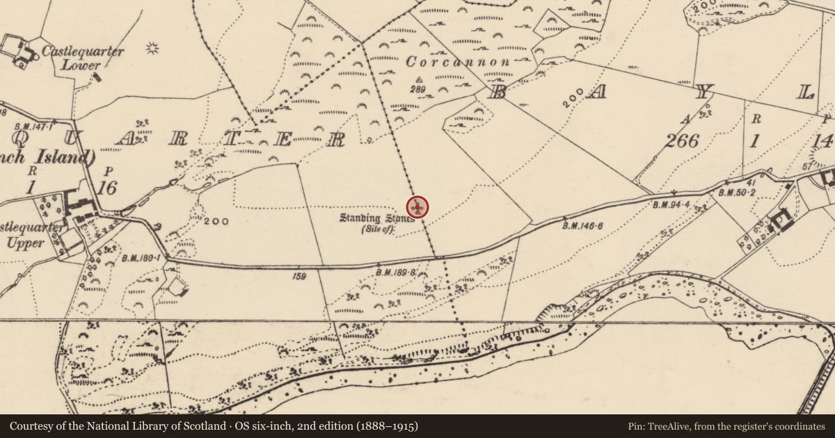Ordnance Survey six-inch map, 2nd edition (1888–1915) covering the location of Cist, Baylet, Castlequarter, County Donegal, with a pin at the register's coordinates