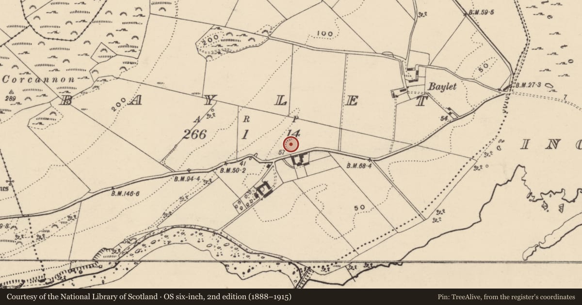 Ordnance Survey six-inch map, 2nd edition (1888–1915) covering the location of Ringfort - rath, Baylet, County Donegal, with a pin at the register's coordinates