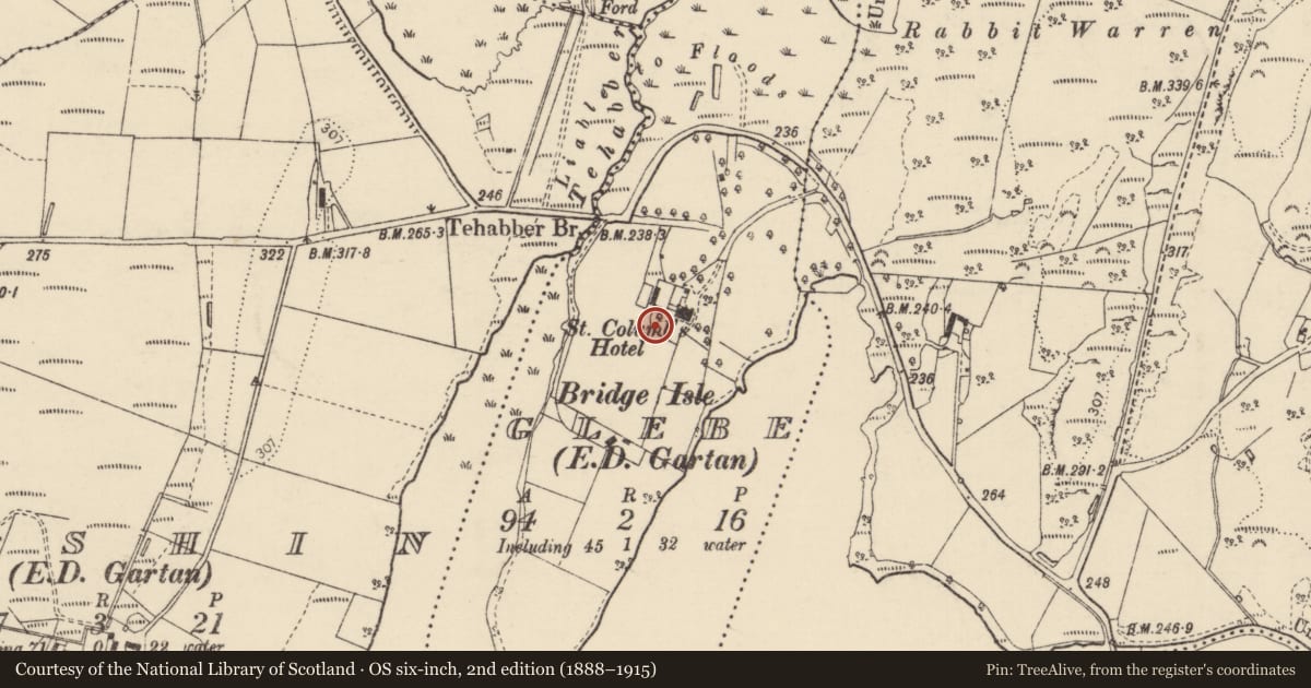 Ordnance Survey six-inch map, 2nd edition (1888–1915) covering the location of Enclosure, Glebe, County Donegal, with a pin at the register's coordinates