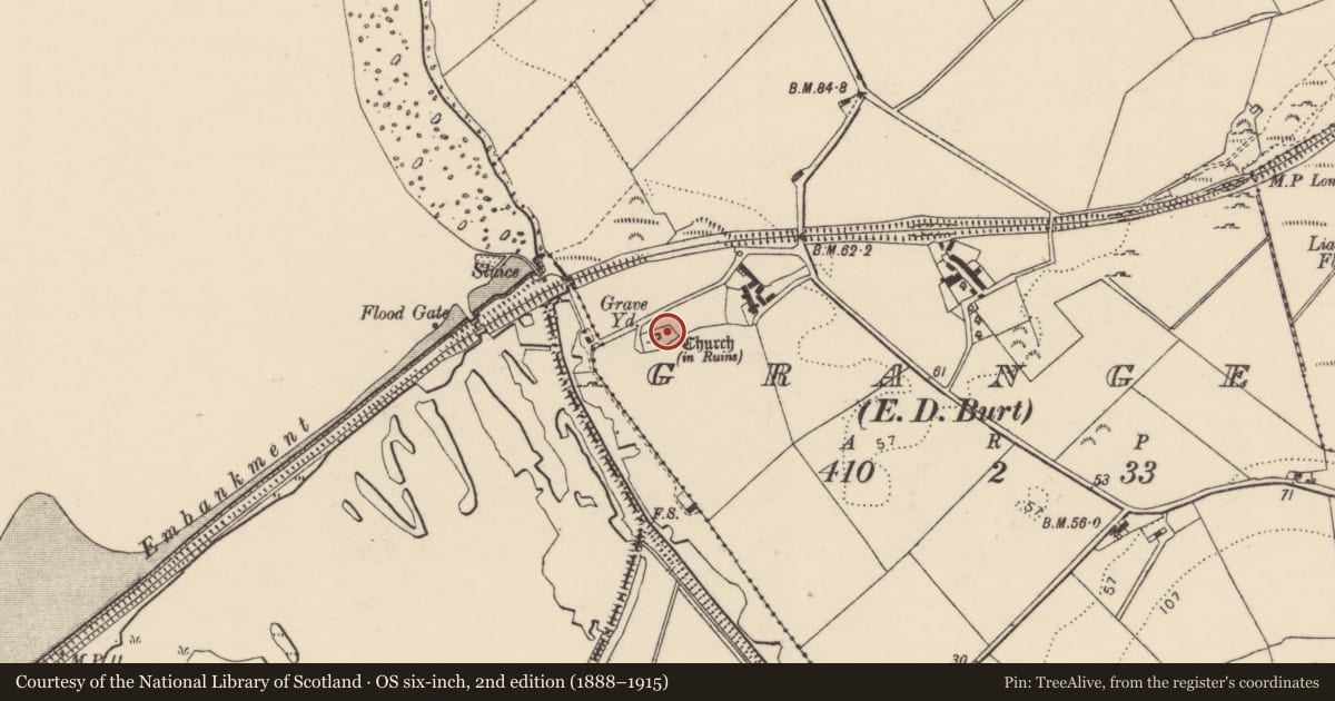 Ordnance Survey six-inch map, 2nd edition (1888–1915) covering the location of Graveyard, Grange, County Donegal, with a pin at the register's coordinates