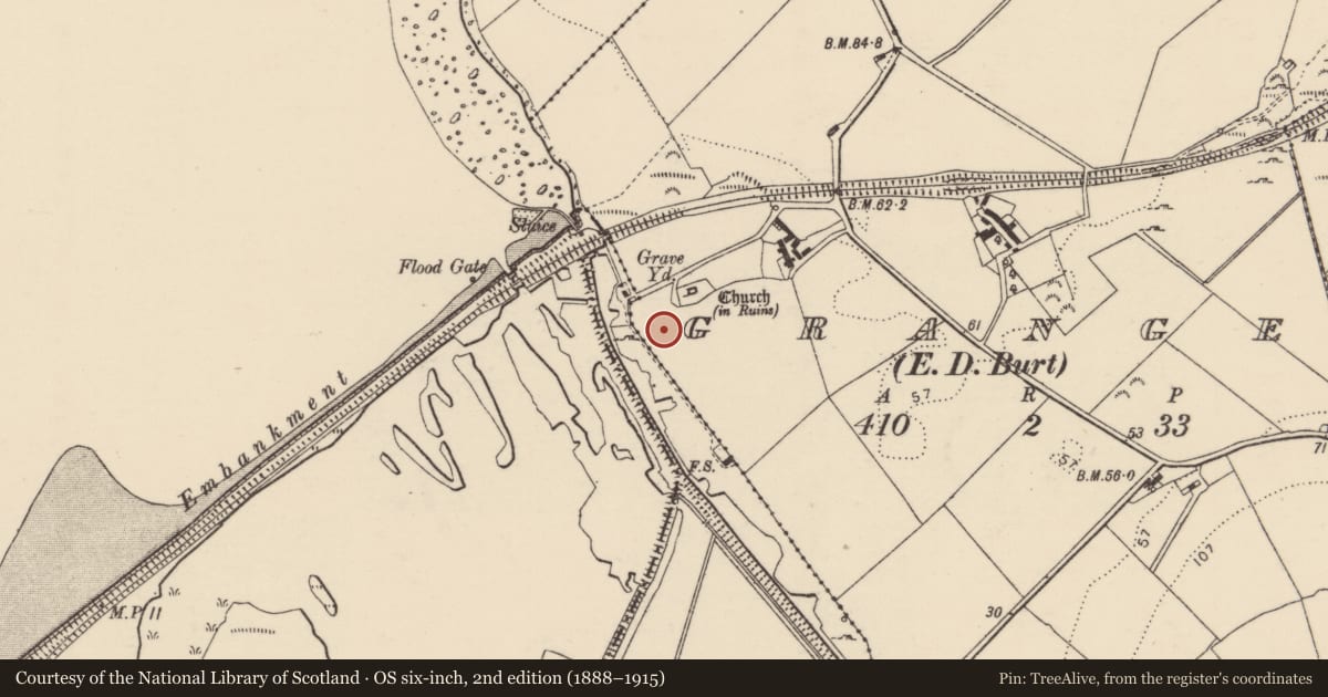 Ordnance Survey six-inch map, 2nd edition (1888–1915) covering the location of Midden, Grange, County Donegal, with a pin at the register's coordinates