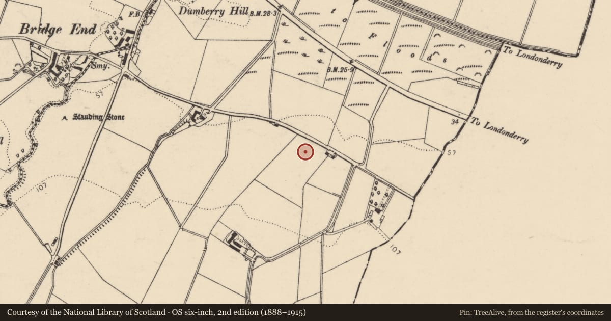 Ordnance Survey six-inch map, 2nd edition (1888–1915) covering the location of Ringfort - rath, Bunnamayne, County Donegal, with a pin at the register's coordinates