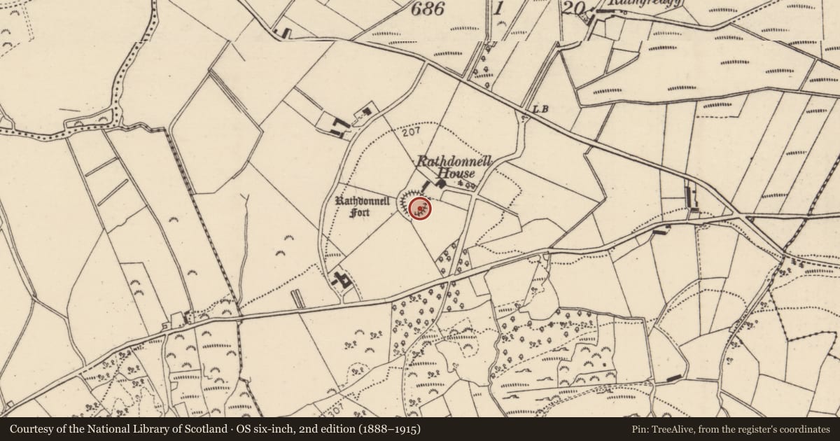 Ordnance Survey six-inch map, 2nd edition (1888–1915) covering the location of Well, Rathdonnell, County Donegal, with a pin at the register's coordinates