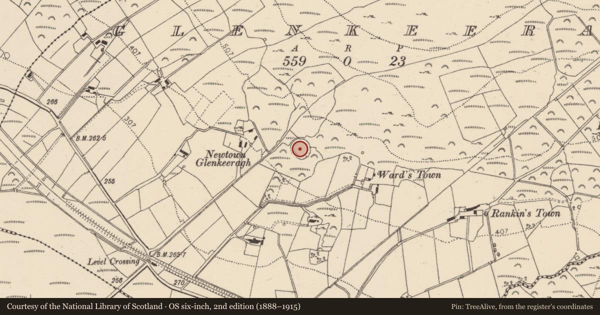 Ordnance Survey six-inch map, 2nd edition (1888–1915) covering the location of Ringfort - rath, Glenkeeragh, County Donegal, with a pin at the register's coordinates