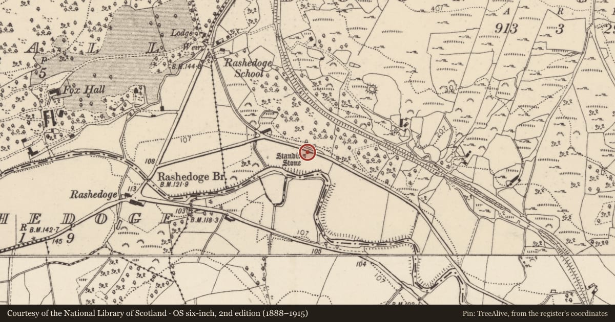Ordnance Survey six-inch map, 2nd edition (1888–1915) covering the location of Standing stone, Doon Glebe, County Donegal, with a pin at the register's coordinates