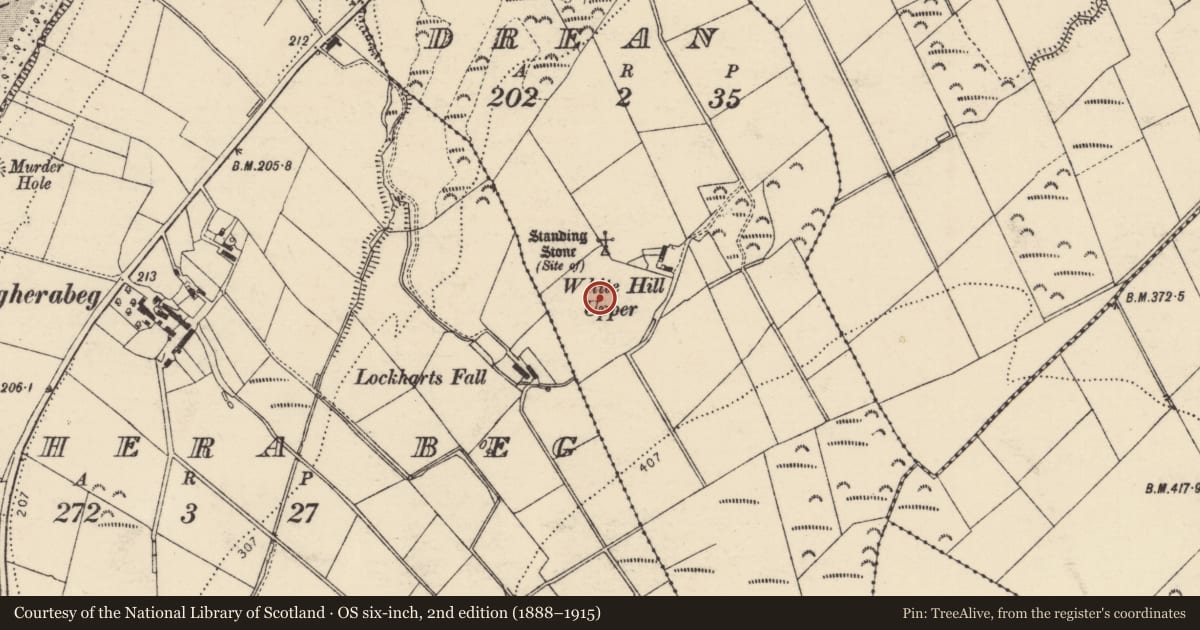 Ordnance Survey six-inch map, 2nd edition (1888–1915) covering the location of Souterrain, Drean, County Donegal, with a pin at the register's coordinates