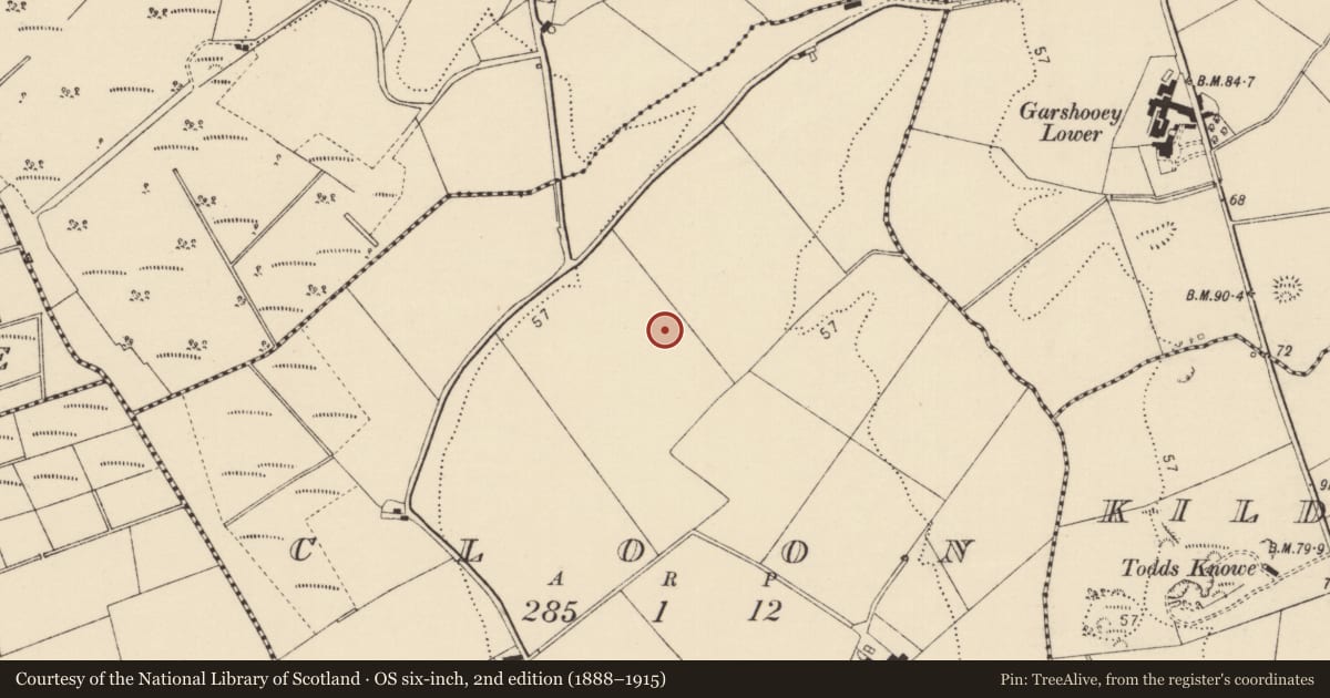 Ordnance Survey six-inch map, 2nd edition (1888–1915) covering the location of Ringfort - unclassified, Cloon, County Donegal, with a pin at the register's coordinates