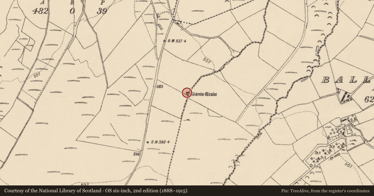 Ordnance Survey six-inch map, 2nd edition (1888–1915) covering the location of Megalithic tomb - unclassified, Mondooey Upper, County Donegal, with a pin at the register's coordinates