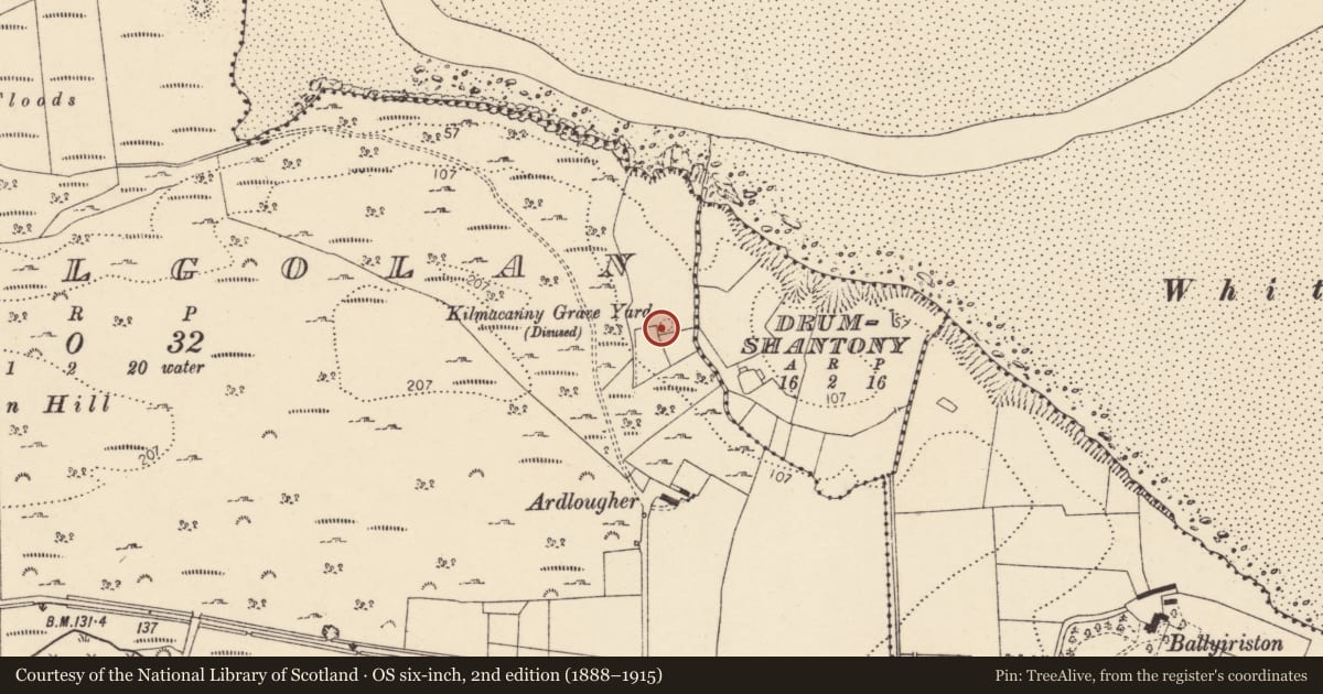 Ordnance Survey six-inch map, 2nd edition (1888–1915) covering the location of Mound, Cashelgolan, County Donegal, with a pin at the register's coordinates