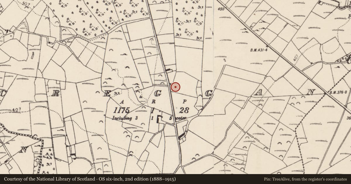 Ordnance Survey six-inch map, 2nd edition (1888–1915) covering the location of Ringfort - unclassified, Creggan, County Donegal, with a pin at the register's coordinates