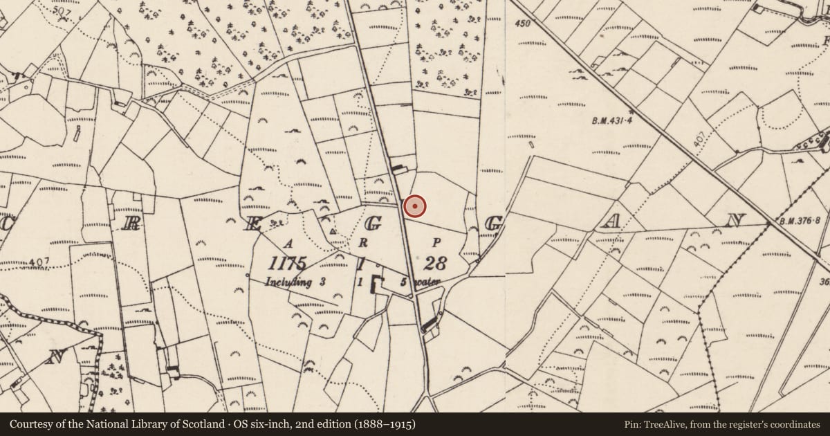 Ordnance Survey six-inch map, 2nd edition (1888–1915) covering the location of Souterrain, Creggan, County Donegal, with a pin at the register's coordinates