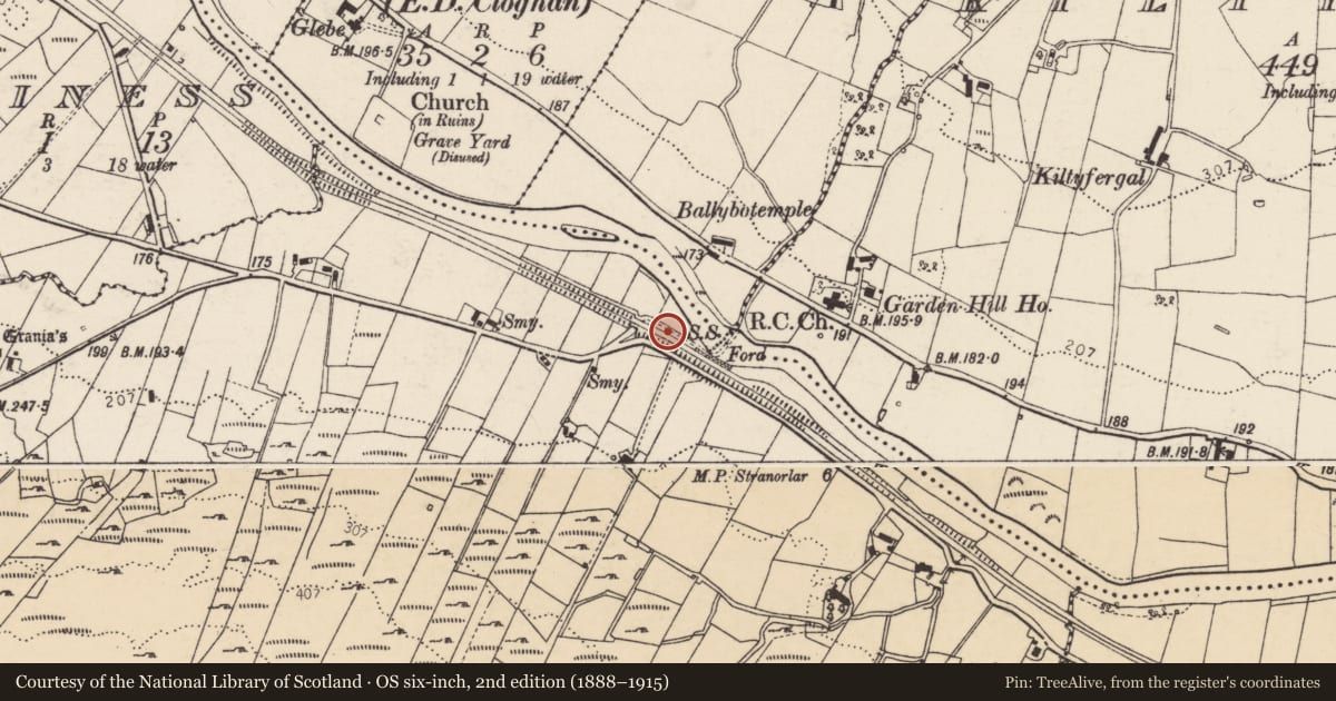 Ordnance Survey six-inch map, 2nd edition (1888–1915) covering the location of Ringfort - unclassified, Ballybobaneen, County Donegal, with a pin at the register's coordinates