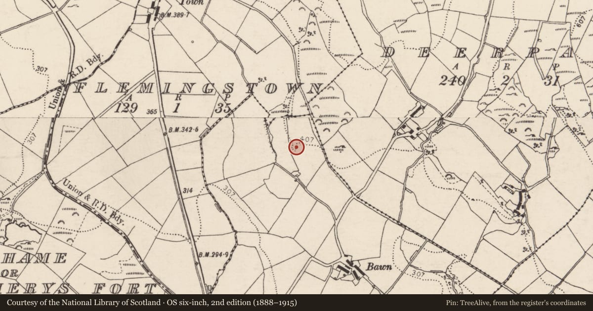 Ordnance Survey six-inch map, 2nd edition (1888–1915) covering the location of Souterrain, Tullydonnell Upper, County Donegal, with a pin at the register's coordinates