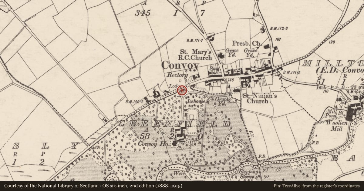 Ordnance Survey six-inch map, 2nd edition (1888–1915) covering the location of Architectural fragment, Greenfield, County Donegal, with a pin at the register's coordinates