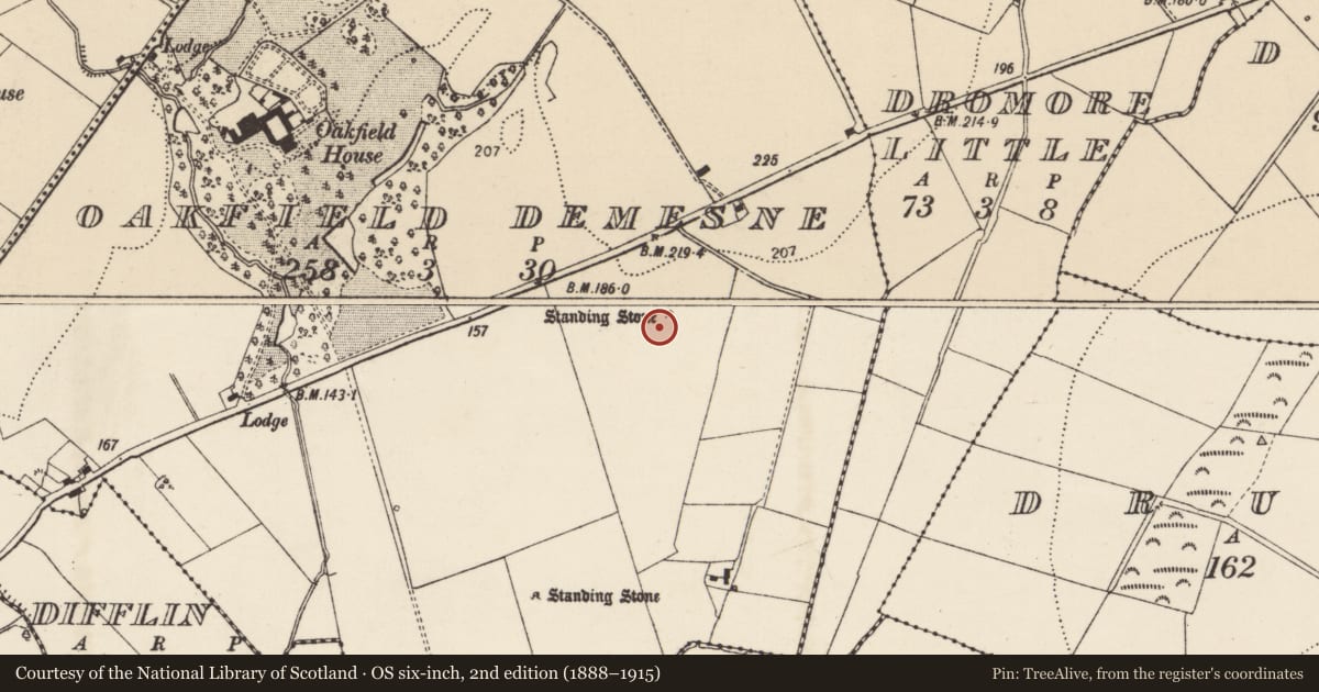 Ordnance Survey six-inch map, 2nd edition (1888–1915) covering the location of Standing stone, Glaidhb An Tseanteampaill, County Donegal, with a pin at the register's coordinates