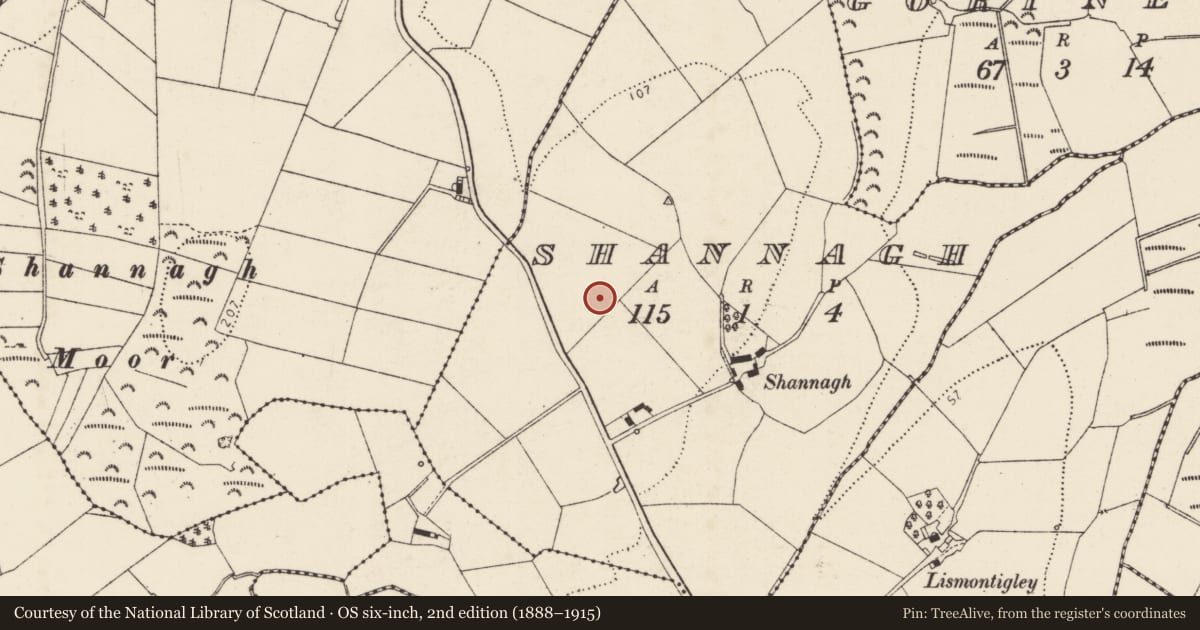 Ordnance Survey six-inch map, 2nd edition (1888–1915) covering the location of Enclosure, An Seanach (TC Ráth Bhoth), County Donegal, with a pin at the register's coordinates