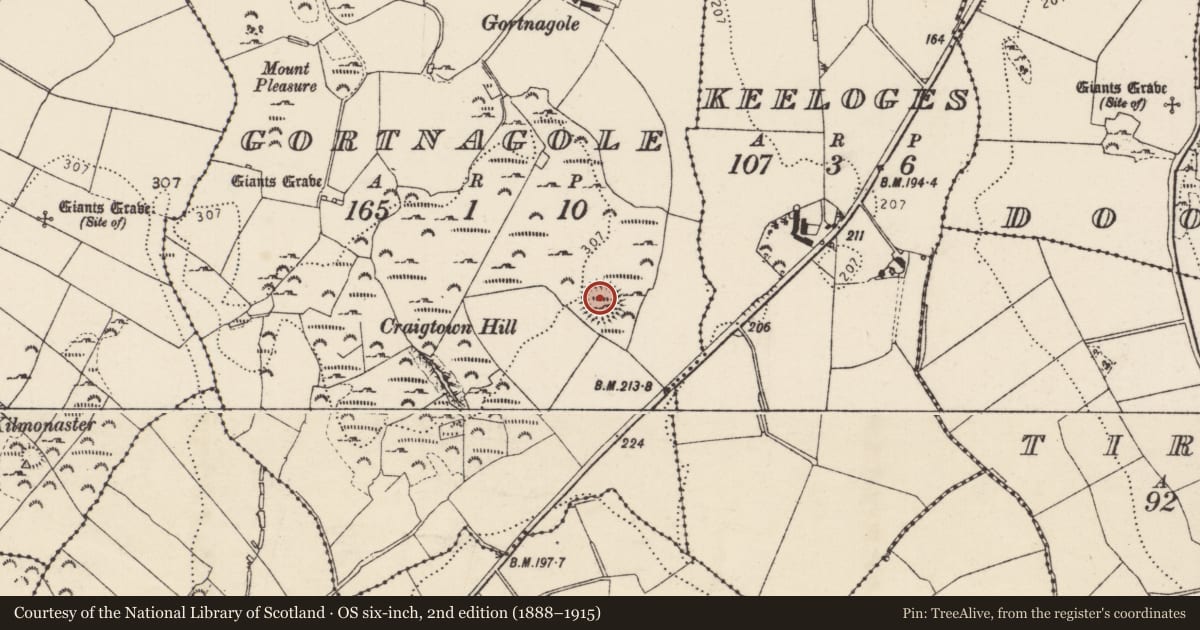 Ordnance Survey six-inch map, 2nd edition (1888–1915) covering the location of Ringfort - cashel, Gortnagole, County Donegal, with a pin at the register's coordinates