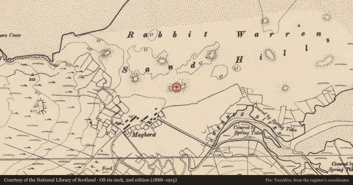 Ordnance Survey six-inch map, 2nd edition (1888–1915) covering the location of Midden, An MacHaire, County Donegal, with a pin at the register's coordinates