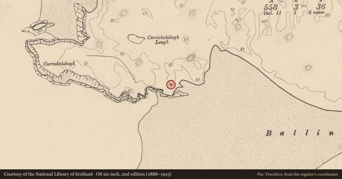 Ordnance Survey six-inch map, 2nd edition (1888–1915) covering the location of Midden, Magheramore, County Donegal, with a pin at the register's coordinates