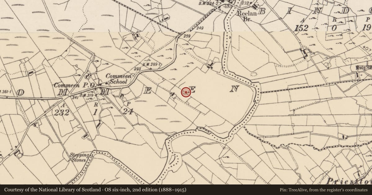 Ordnance Survey six-inch map, 2nd edition (1888–1915) covering the location of Ringfort - rath, An Coimín (TC An Clochán), County Donegal, with a pin at the register's coordinates