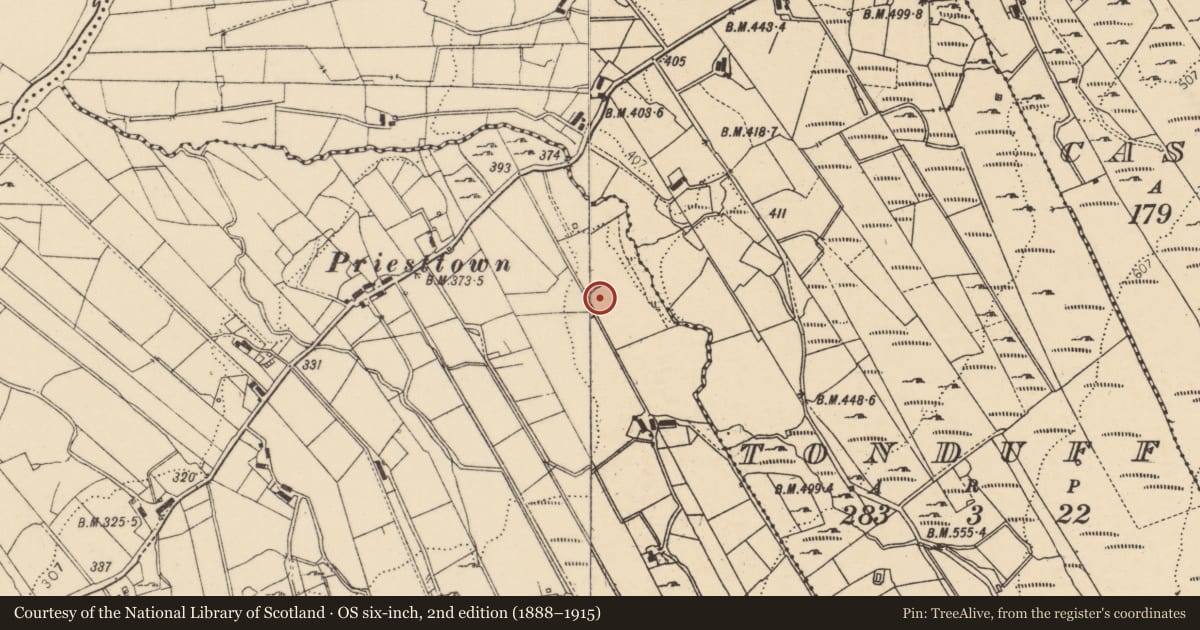Ordnance Survey six-inch map, 2nd edition (1888–1915) covering the location of Ringfort - cashel, Baile Uí Chiaragáin, County Donegal, with a pin at the register's coordinates