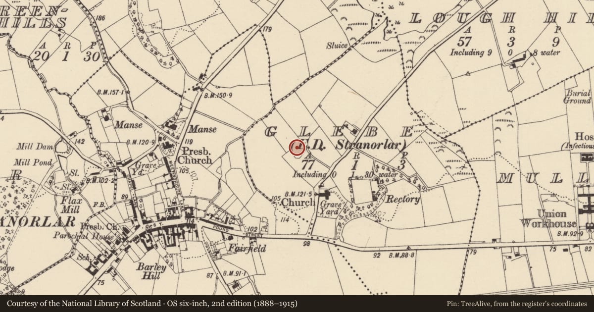 Ordnance Survey six-inch map, 2nd edition (1888–1915) covering the location of Enclosure, Glebe, County Donegal, with a pin at the register's coordinates