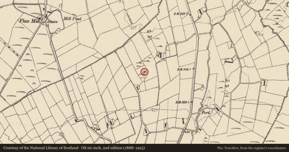 Ordnance Survey six-inch map, 2nd edition (1888–1915) covering the location of Ringfort - unclassified, Corraffrin, County Donegal, with a pin at the register's coordinates
