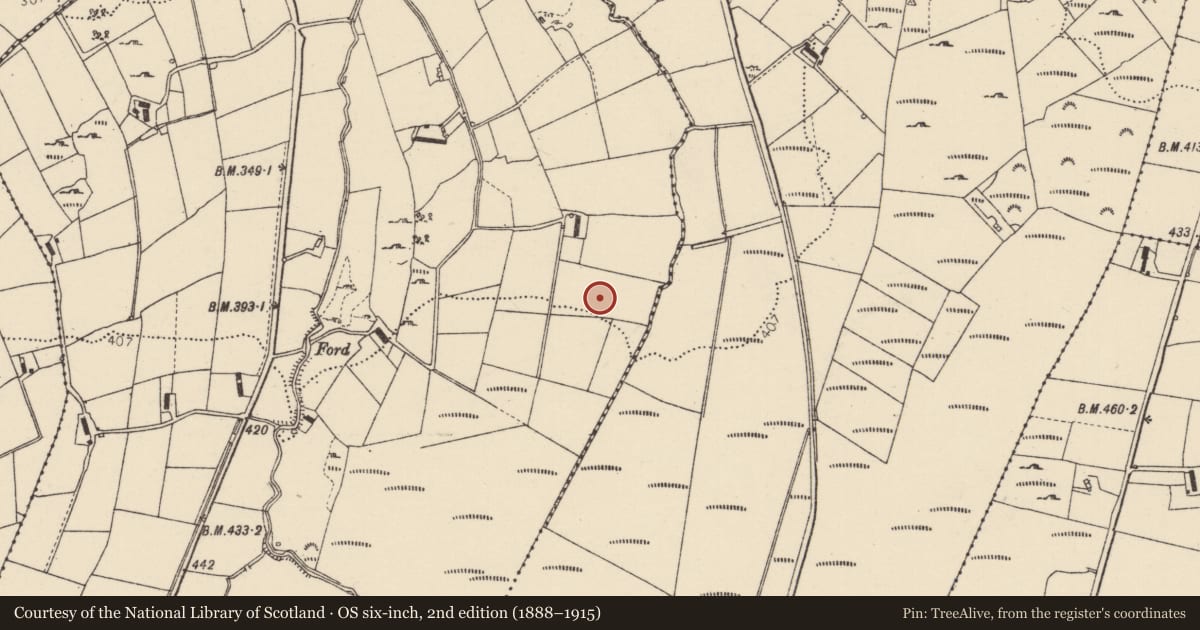 Ordnance Survey six-inch map, 2nd edition (1888–1915) covering the location of Ringfort - unclassified, Corraffrin, County Donegal, with a pin at the register's coordinates