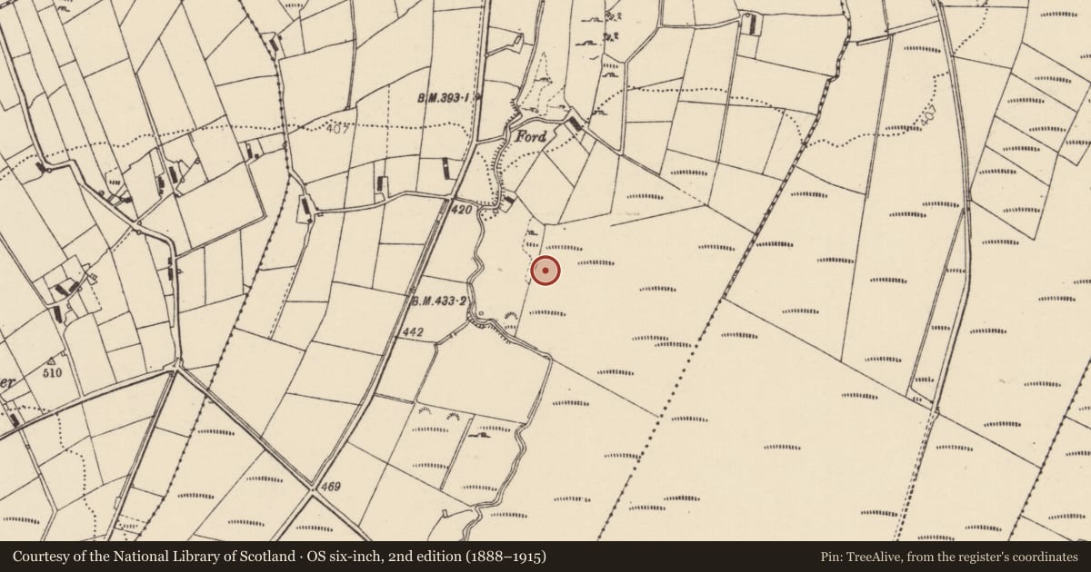 Ordnance Survey six-inch map, 2nd edition (1888–1915) covering the location of Ringfort - unclassified, Corraffrin, County Donegal, with a pin at the register's coordinates